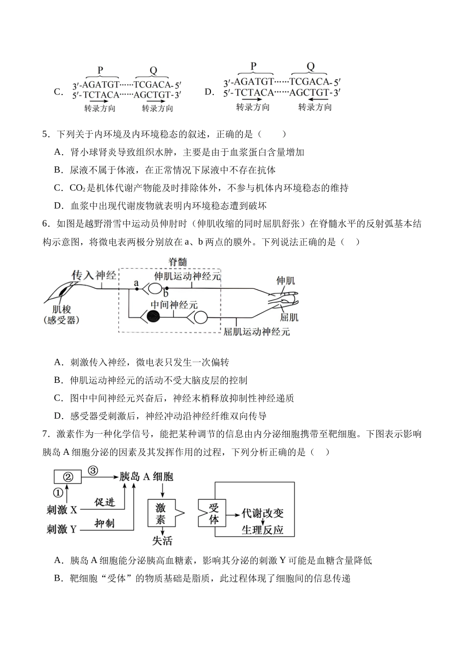 湖南娄底市第一中学2025-2026学年高二上学期1月月考生物试卷(含答案).docx_第2页