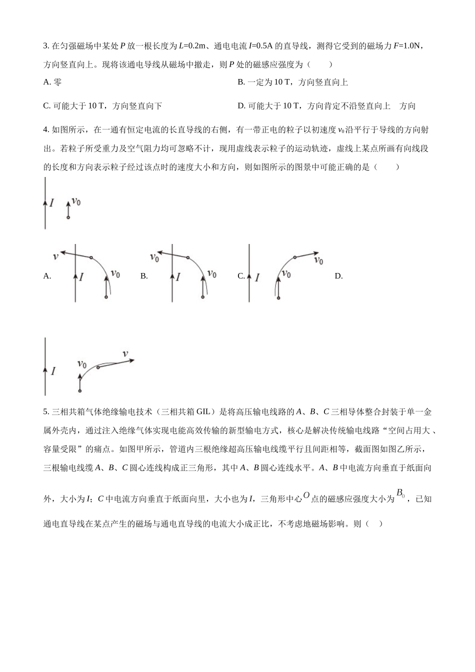 物理(原卷版)湖北武汉市武昌实验中学2025-2026学年2027届高二上学期十二月月考(12.29-12.30).docx_第2页