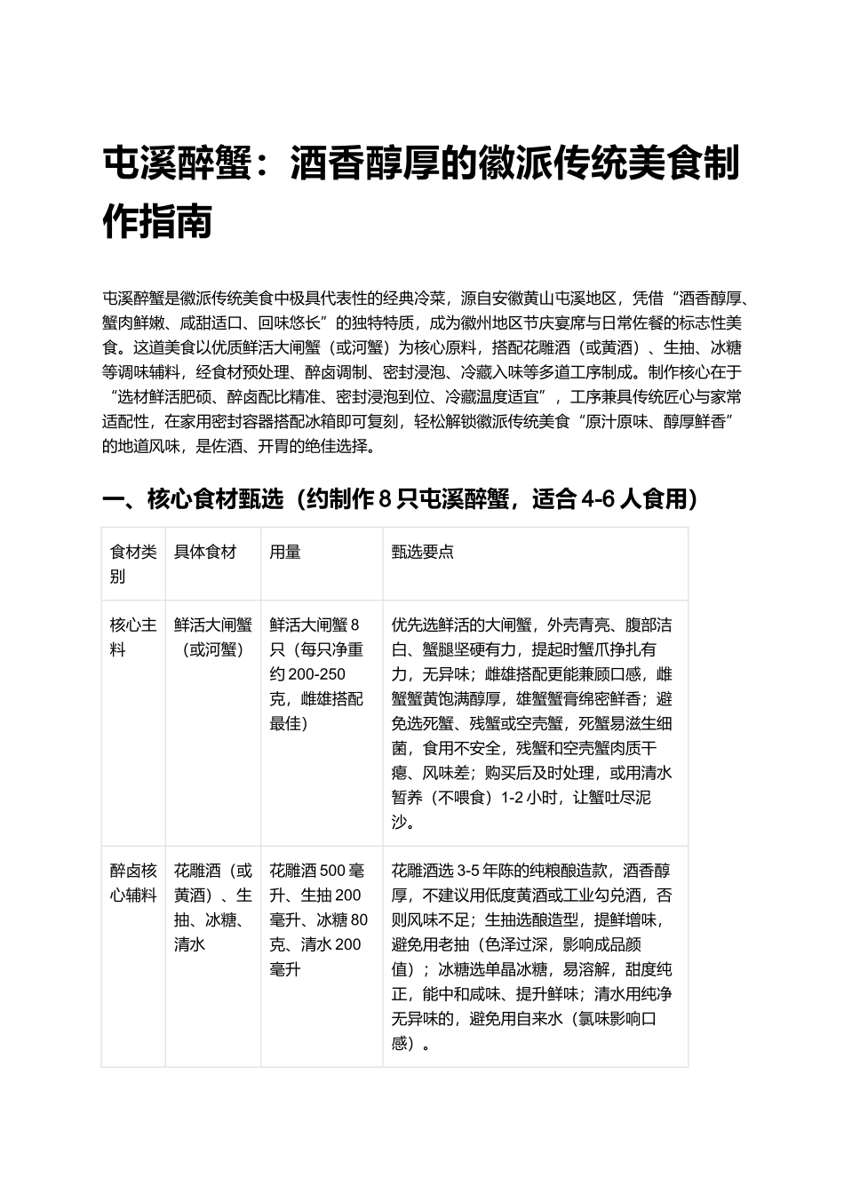 屯溪醉蟹:酒香醇厚的徽派传统美食制作指南.docx_第1页