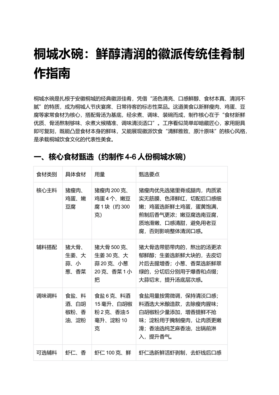 桐城水碗：鲜醇清润的徽派传统佳肴制作指南.docx_第1页