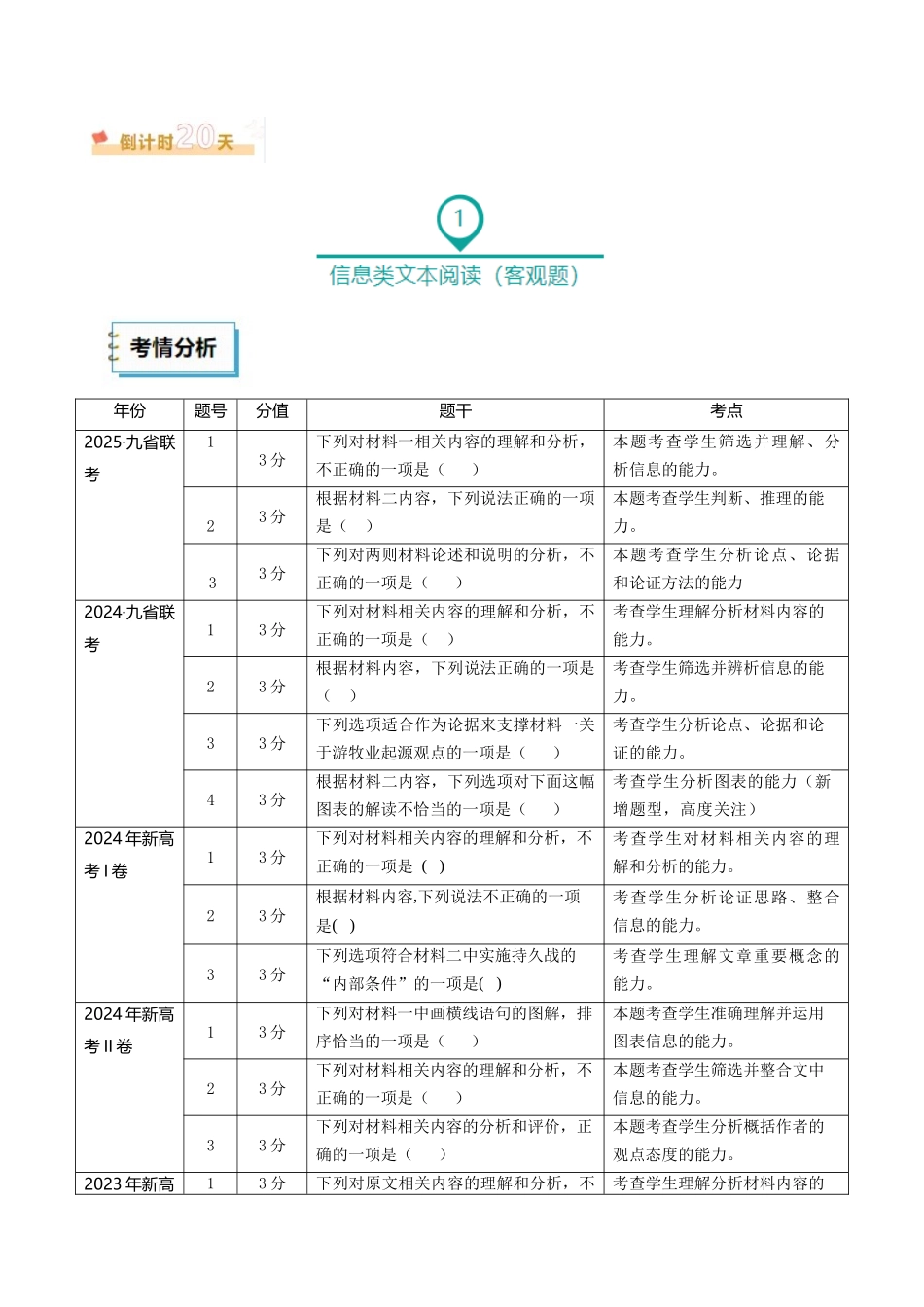 语文（一）（原卷版）.docx_第3页