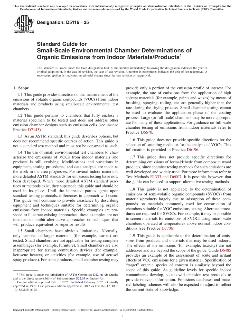 ASTM D5116-25 Standard Guide for Small-Scale Environmental Chamber.pdf_第1页