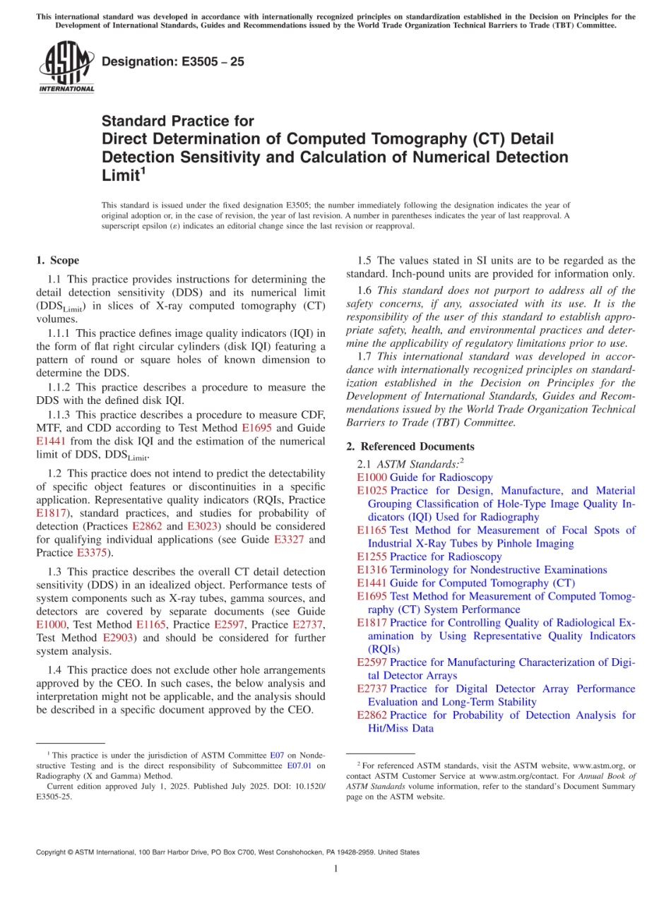ASTM E3505-25 Standard Practice for Direct Determination of Computed Tomography (CT) Detail.pdf_第1页