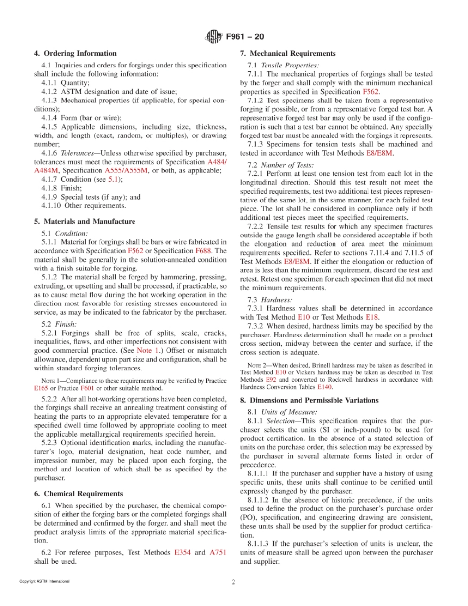ASTM F961-20 Standard Specification for 35Cobalt-35Nickel-20Chromium-10Molybdenum Alloy.pdf_第2页