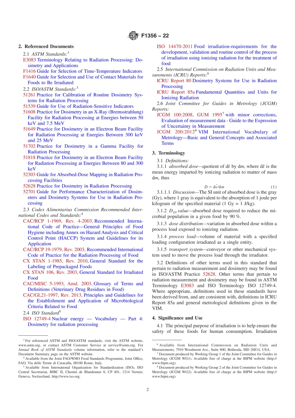 ASTM F1356-22 Standard Guide for Irradiation of Fresh, Frozen or Processed Meat and Poultry.pdf_第2页