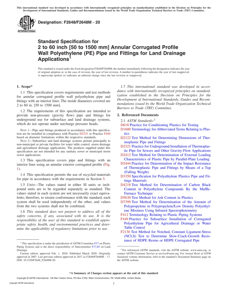 ASTM F2648／F2648M-20 Standard Specification for 2 to 60 inch [50 to 1500 mm] Annular.pdf_第1页