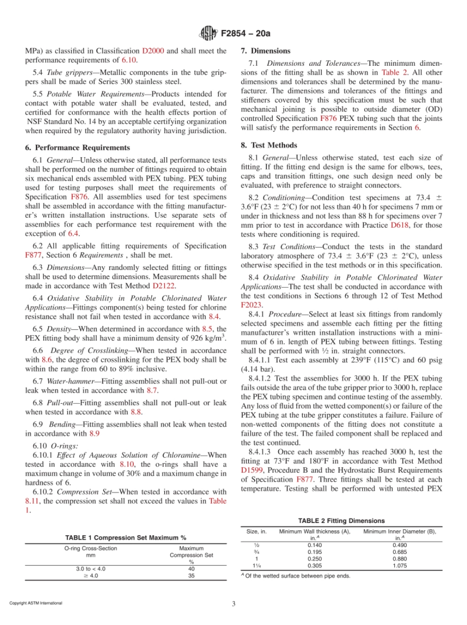 ASTM F2854-20a Standard Specification for Push-Fit Crosslinked Polyethylene (PEX).pdf_第3页