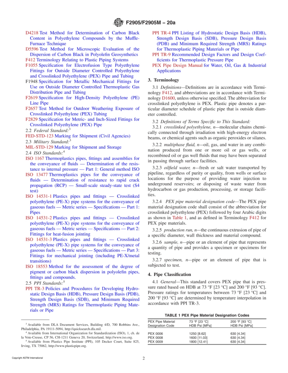 ASTM F2905／F2905M-20a Standard Specification for Crosslinked Polyethylene (PEX) Line.pdf_第2页