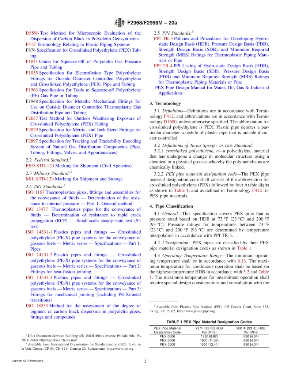 ASTM F2968／F2968M-20a Standard Specification for Crosslinked Polyethylene (PEX) Pipe.pdf_第2页