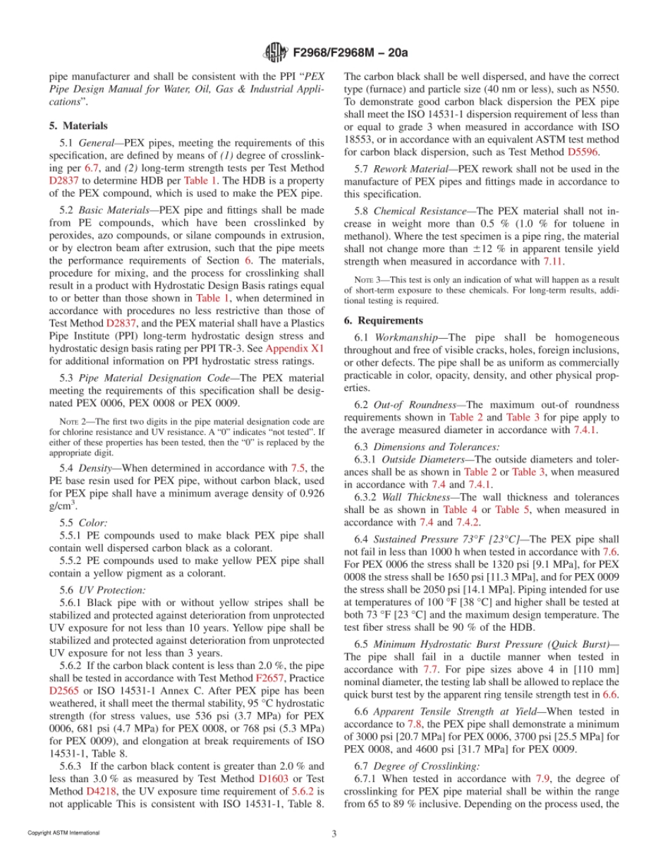 ASTM F2968／F2968M-20a Standard Specification for Crosslinked Polyethylene (PEX) Pipe.pdf_第3页