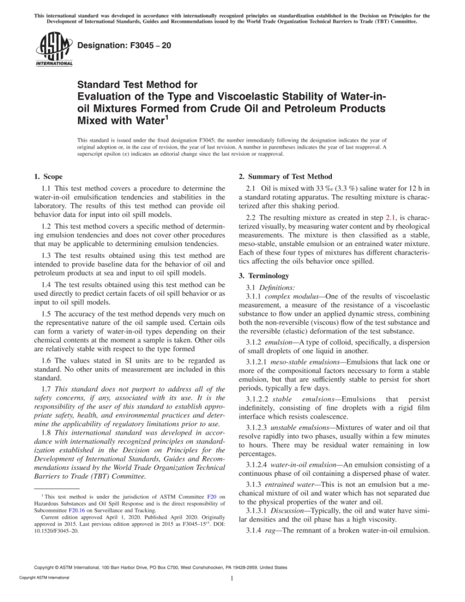 ASTM F3045-20 Standard Test Method for Evaluation of the Type and Viscoelastic Stability.pdf_第1页
