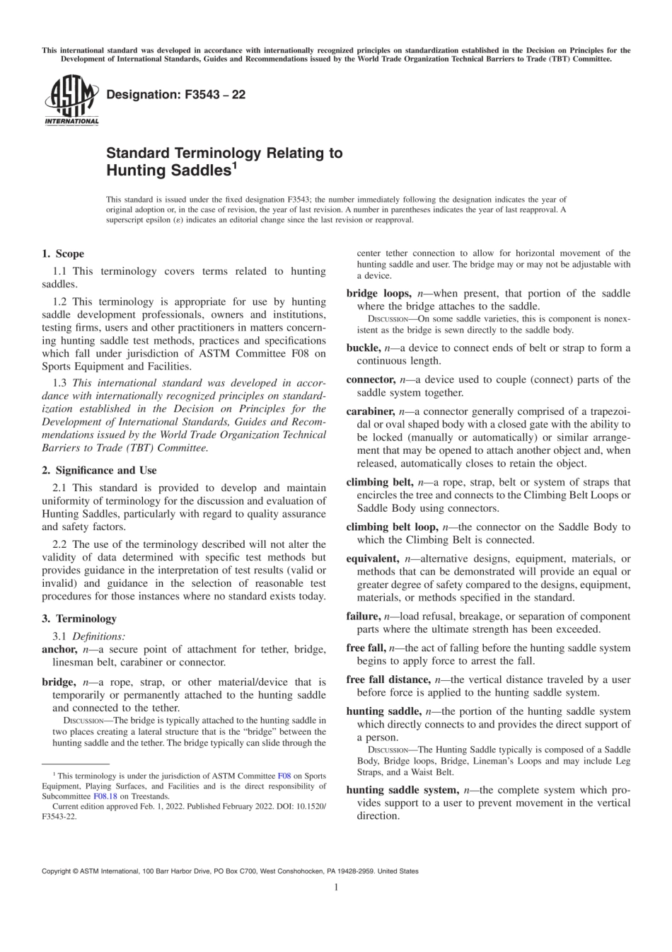 ASTM F3543-22 Standard Terminology Relating to Hunting Saddles.pdf_第1页