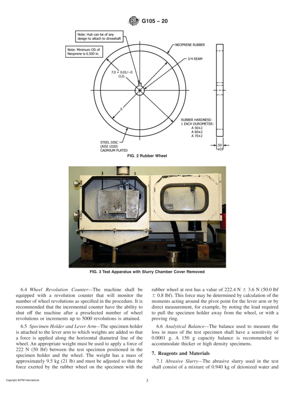 ASTM G105-20 Standard Test Method for Conducting Wet SandRubber Wheel Abrasion Tests.pdf_第3页