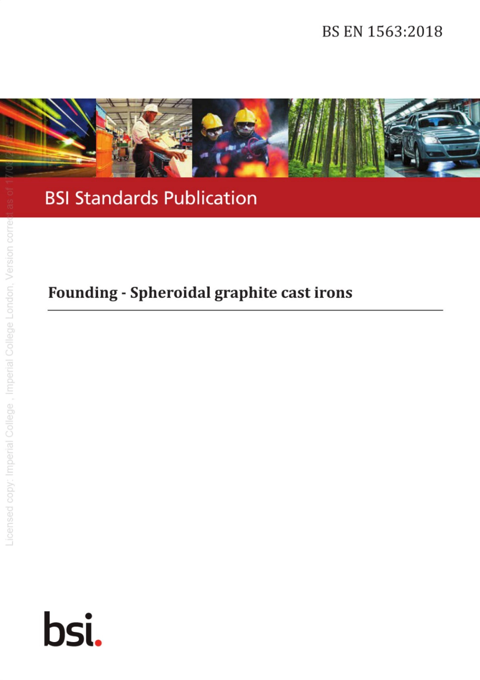BS EN 1563-2018 Founding. Spheroidal graphite cast irons.pdf_第1页