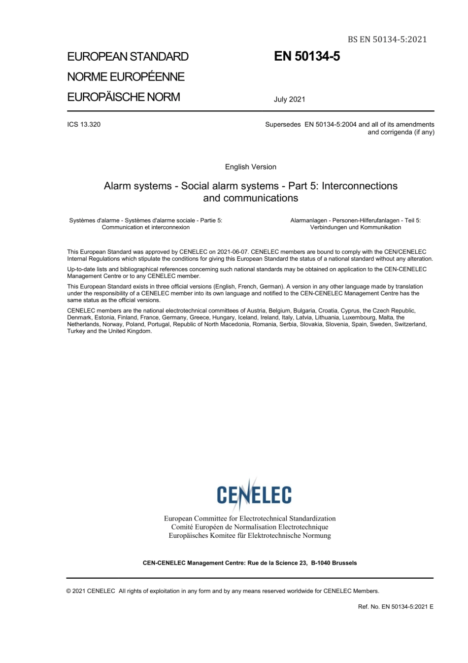 BS EN 50134-5：2021 Alarm systems. Social alarm systems-Interconnections and communications.pdf_第3页