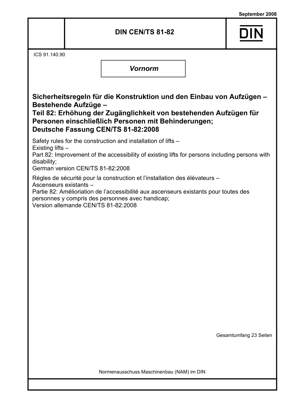 DIN CEN／TS 81-82：2008-09（EN）.pdf_第1页