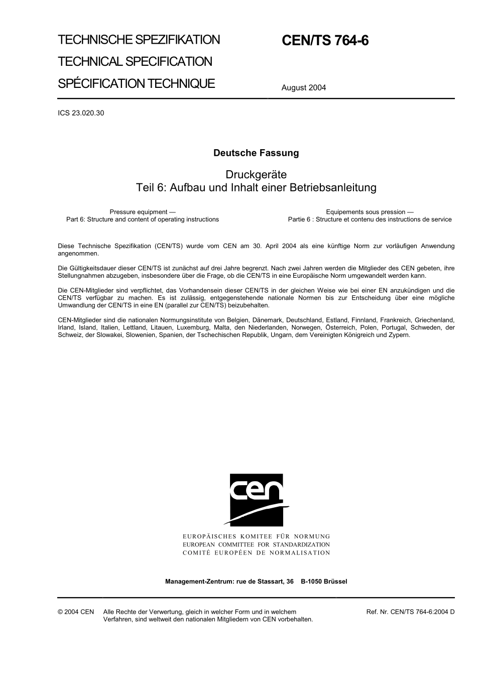 DIN CEN／TS 764-6：2004-10（EN）.pdf_第3页