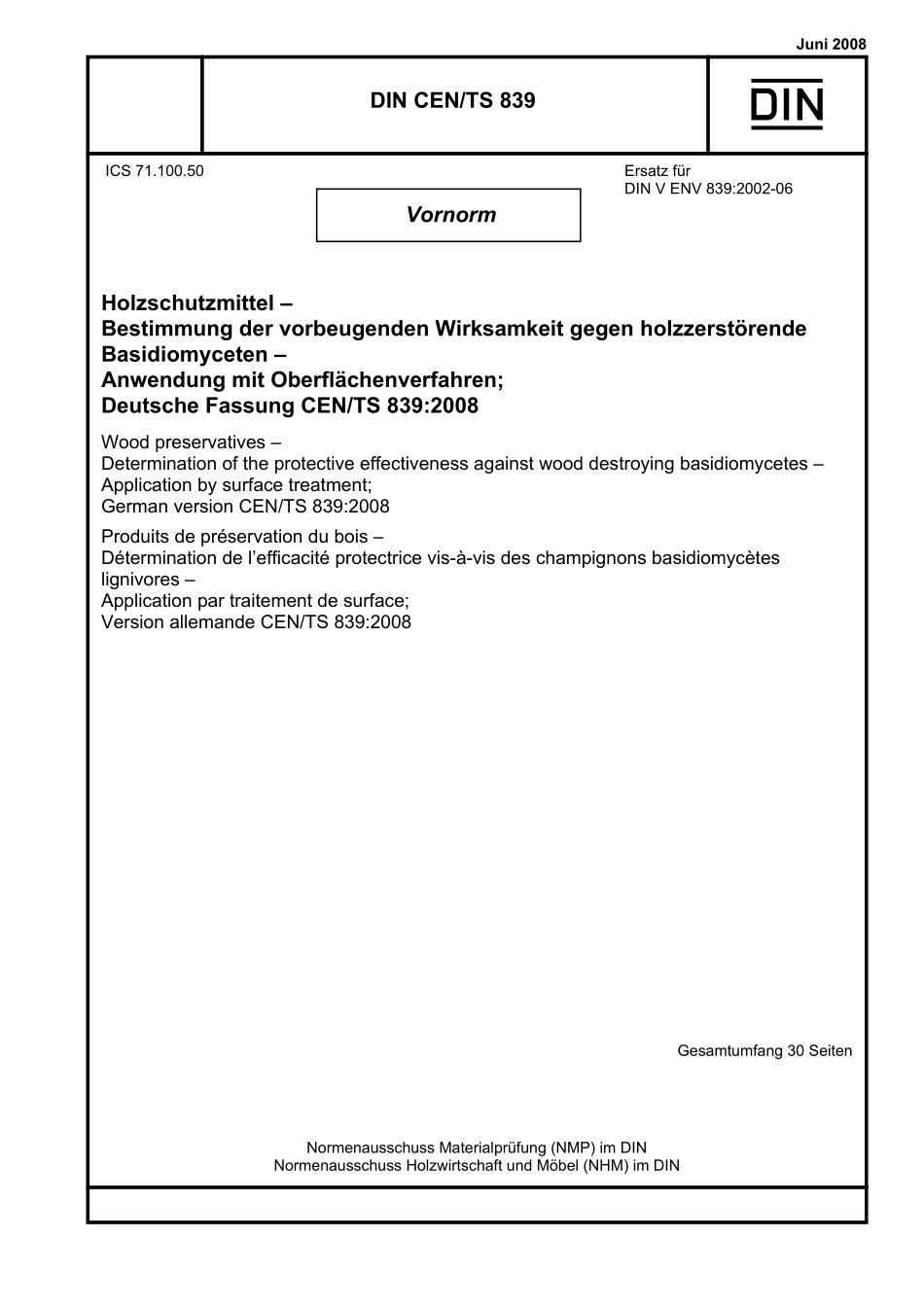 DIN CEN／TS 839：2008-06（EN）.pdf_第1页