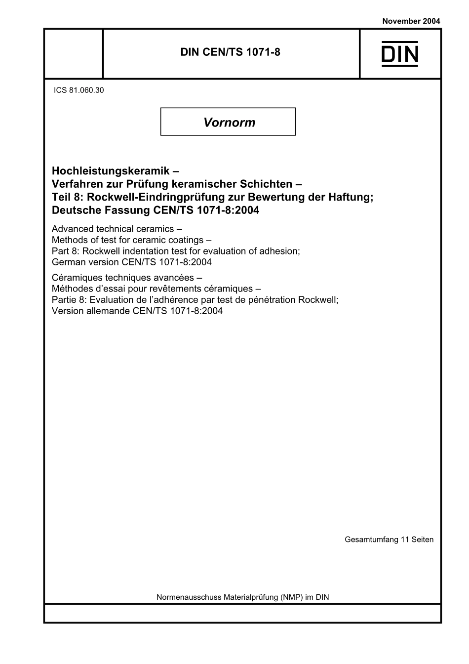 DIN CEN／TS 1071-8：2004-11（EN）.pdf_第1页