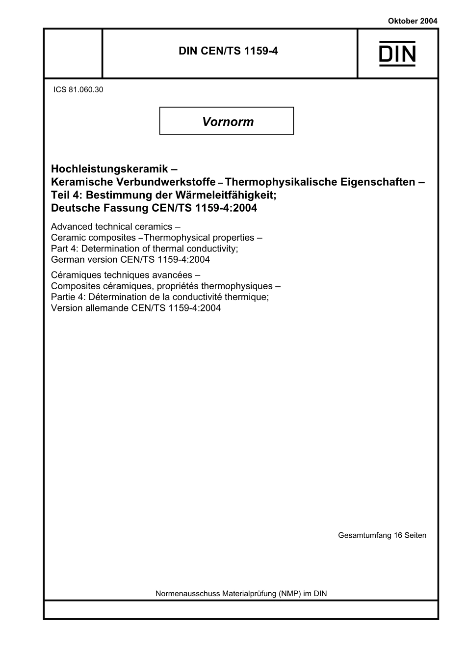 DIN CEN／TS 1159-4：2004-10（EN）.pdf_第1页
