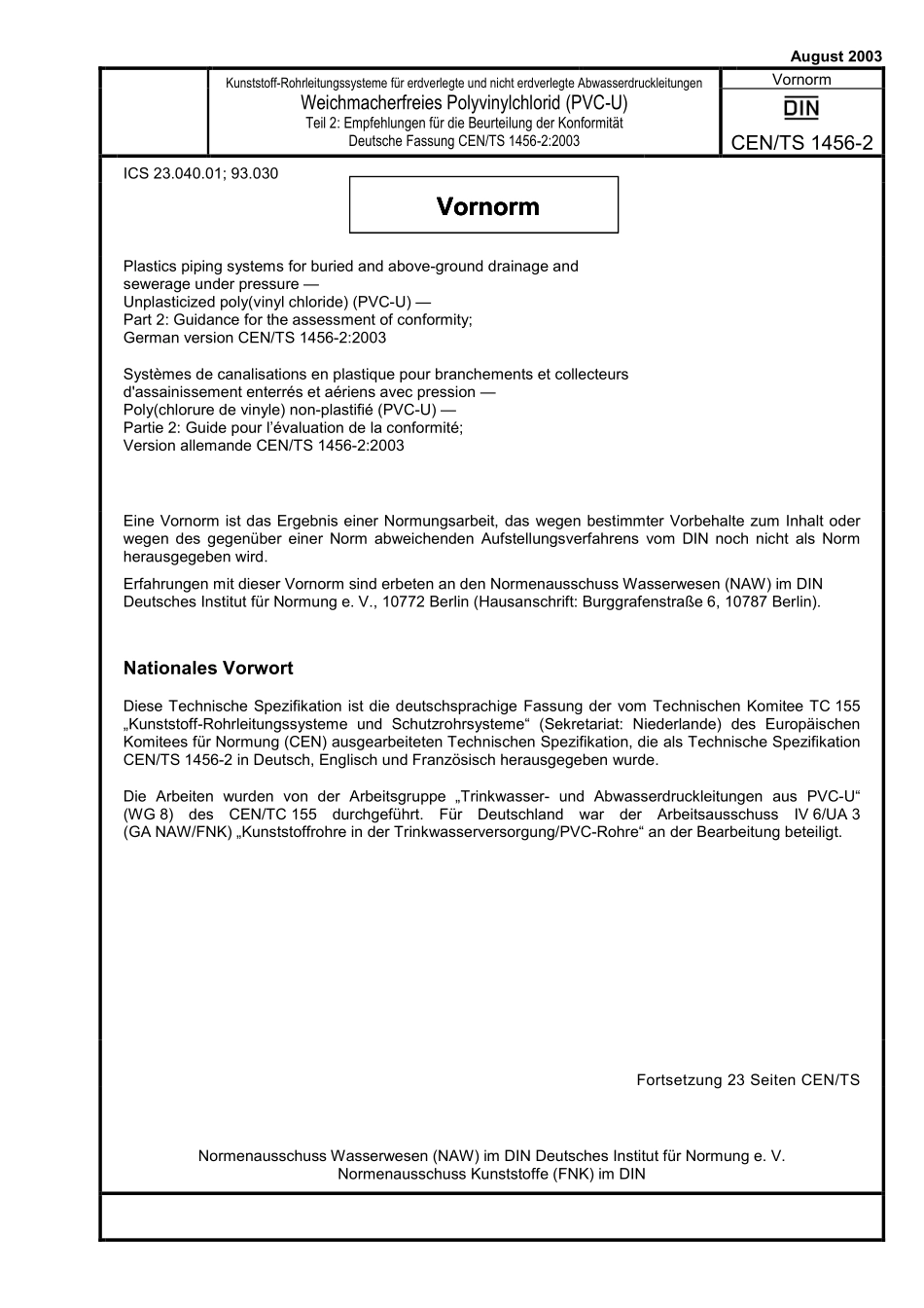 DIN CEN／TS 1456-2：2003-08（EN）.pdf_第1页