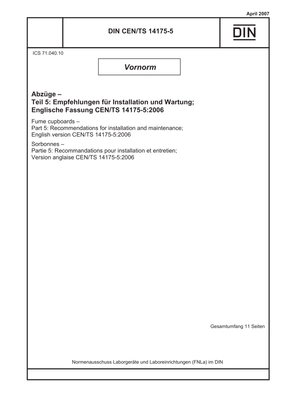 DIN CEN／TS 14175-5：2007-04（EN）.pdf_第1页