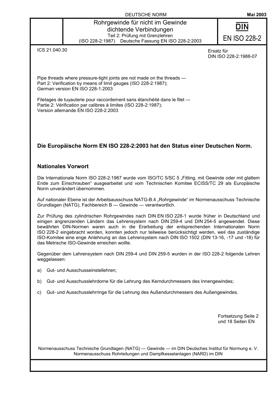 DIN EN ISO 228-2：2003-05（EN）.pdf_第1页