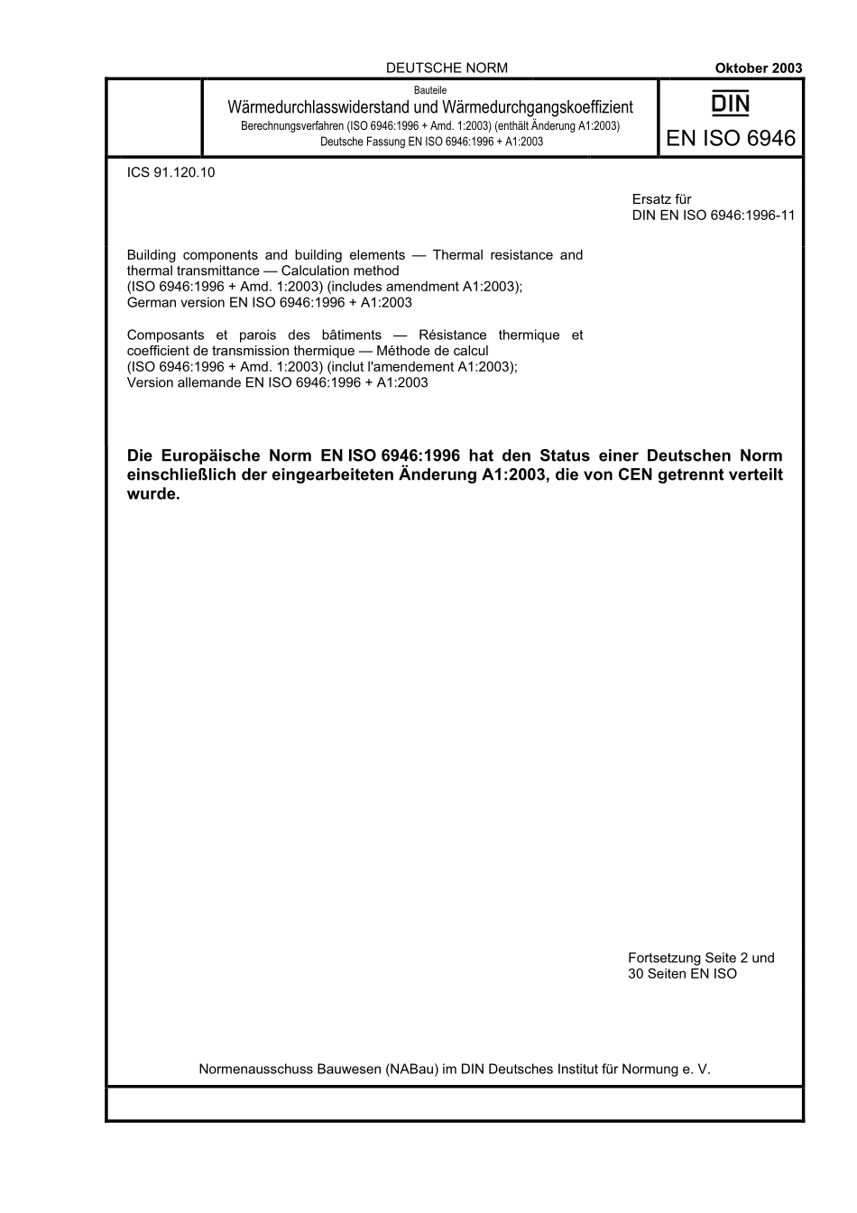 DIN EN ISO 6946：2003-10（EN）.pdf_第1页