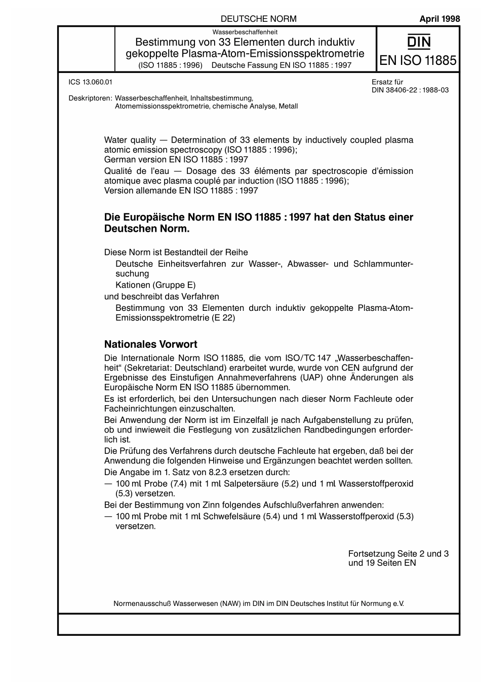 DIN EN ISO 11885：1998-04（EN）.pdf_第1页