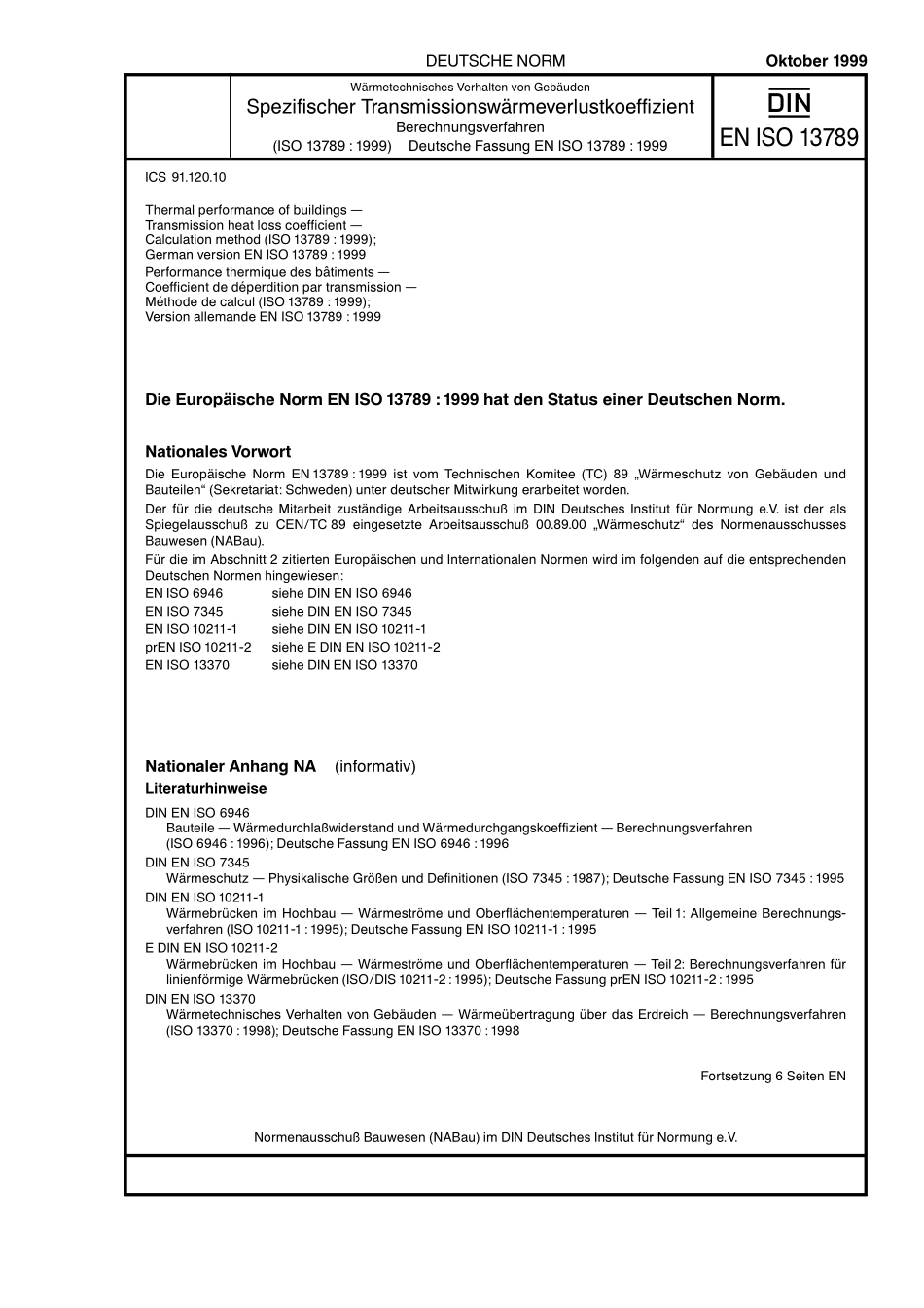 DIN EN ISO 13789：1999-10（EN）.pdf_第1页