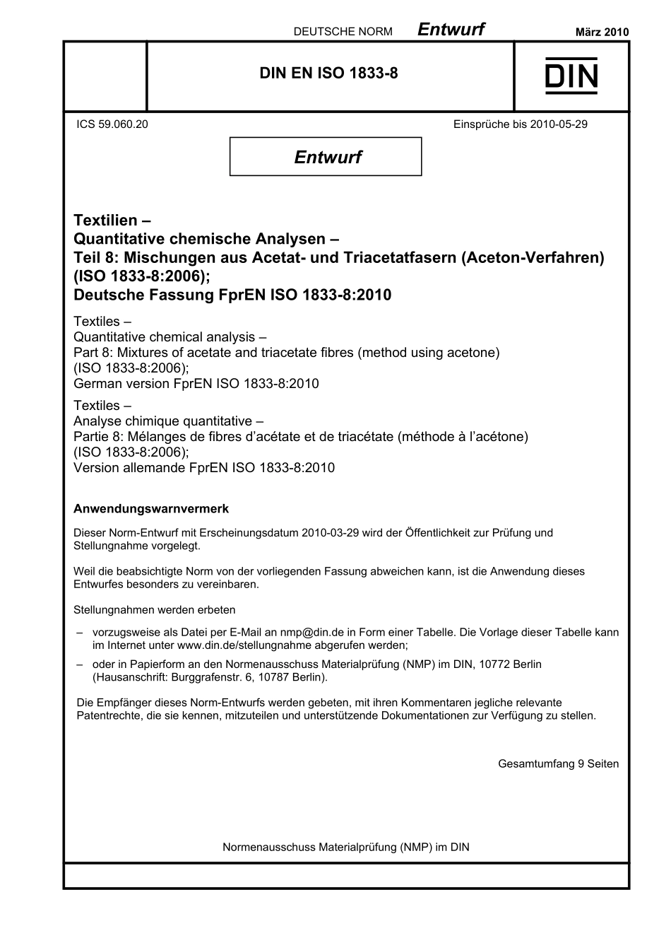 E DIN EN ISO 1833-8：2010-03（EN）.pdf_第1页