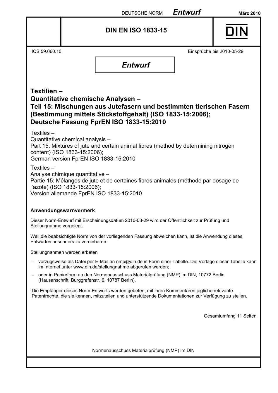 E DIN EN ISO 1833-15：2010-03（EN）.pdf_第1页
