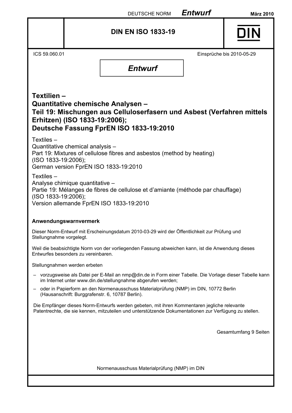 E DIN EN ISO 1833-19：2010-03（EN）.pdf_第1页