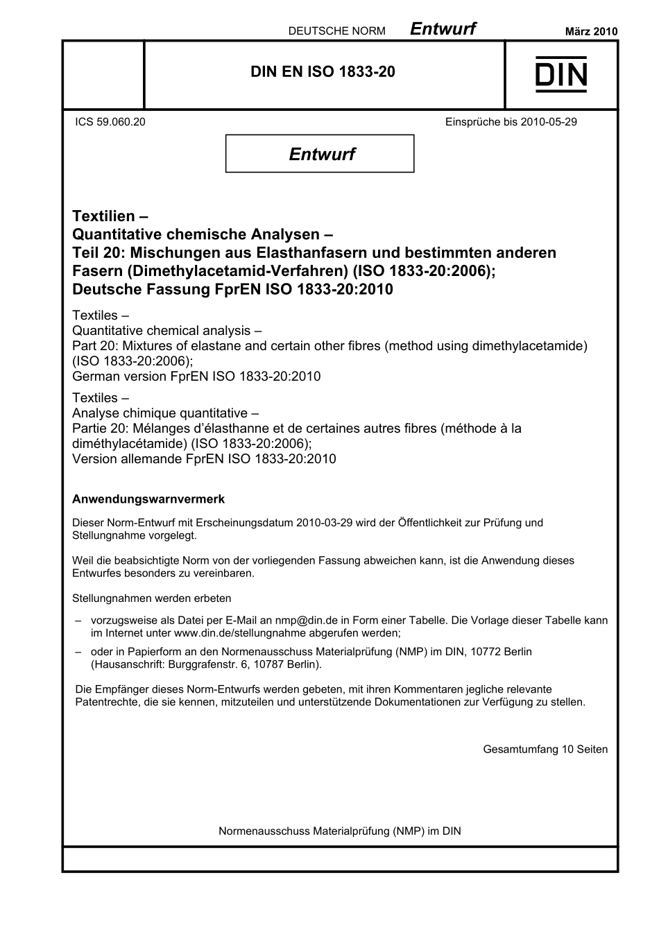 E DIN EN ISO 1833-20：2010-03（EN）.pdf_第1页