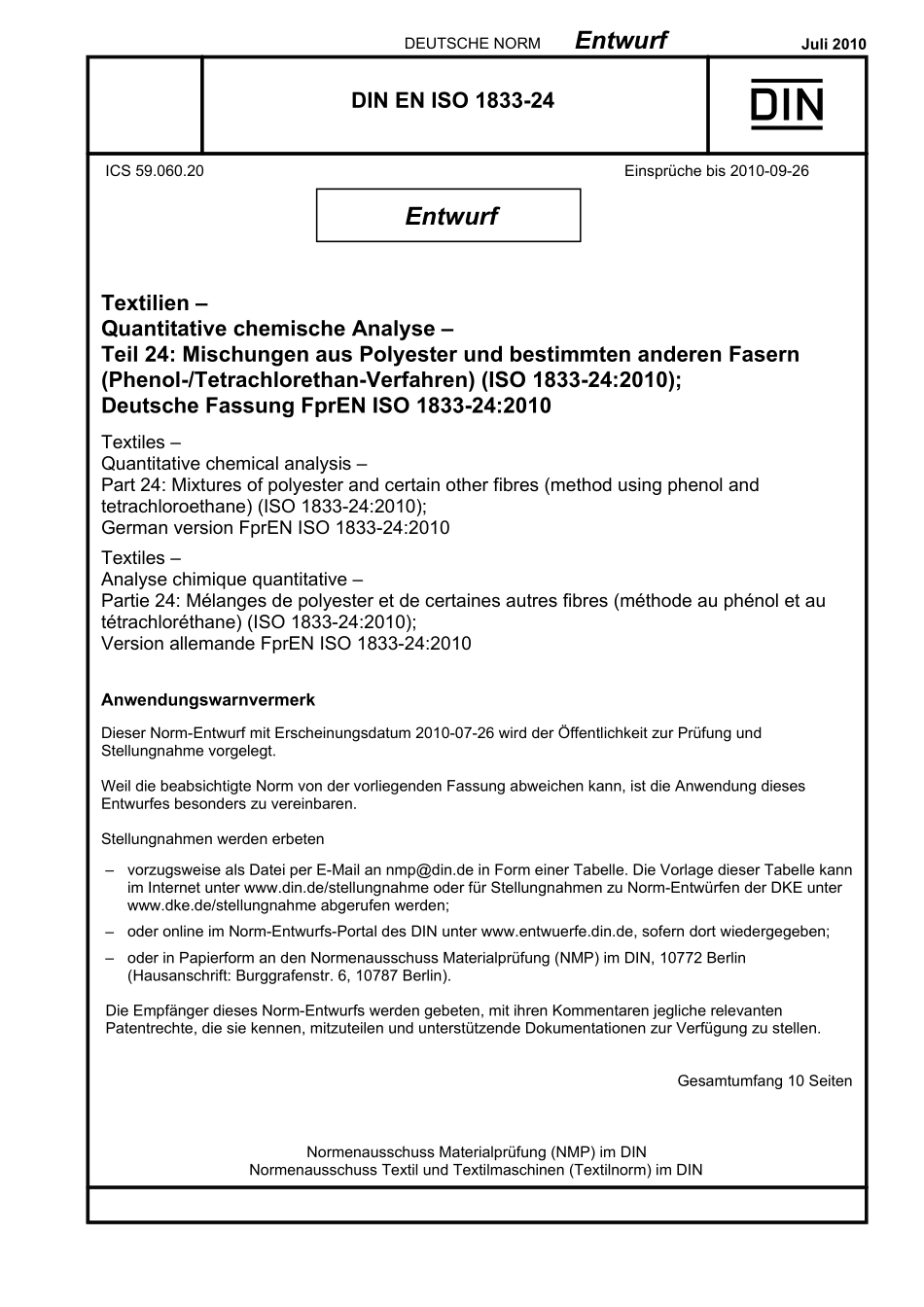 E DIN EN ISO 1833-24：2010-07（EN）.pdf_第1页