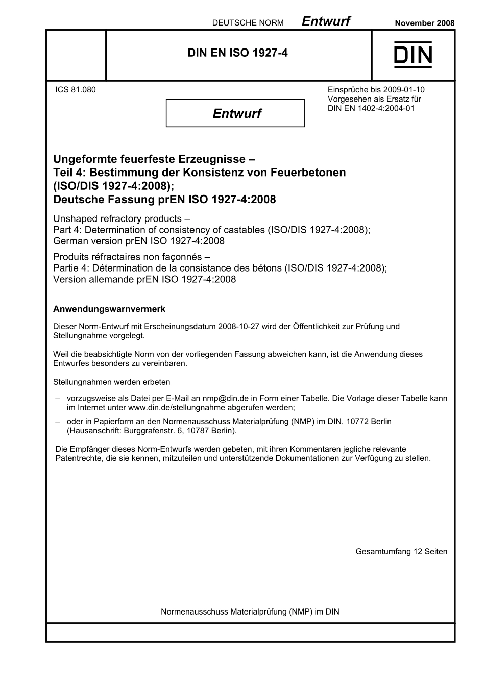 E DIN EN ISO 1927-4:2008-11(EN).pdf_第1页