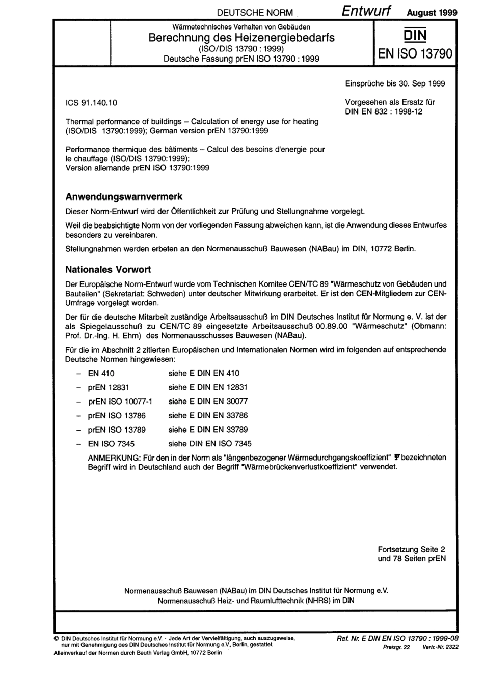 E DIN EN ISO 13790：1999-08（EN）.pdf_第1页