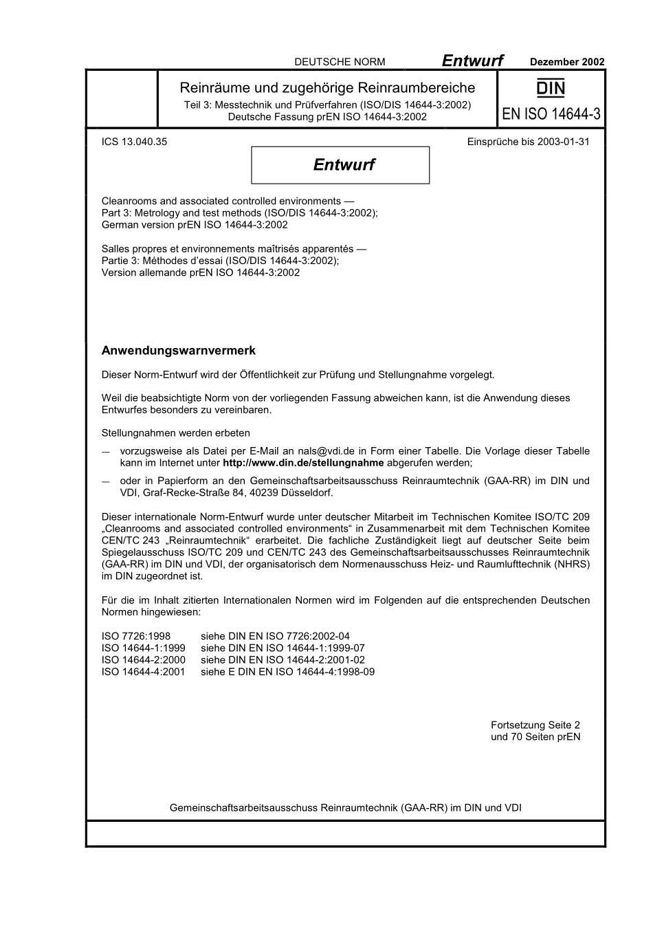 E DIN EN ISO 14644-3：2002-12（EN）.pdf_第1页