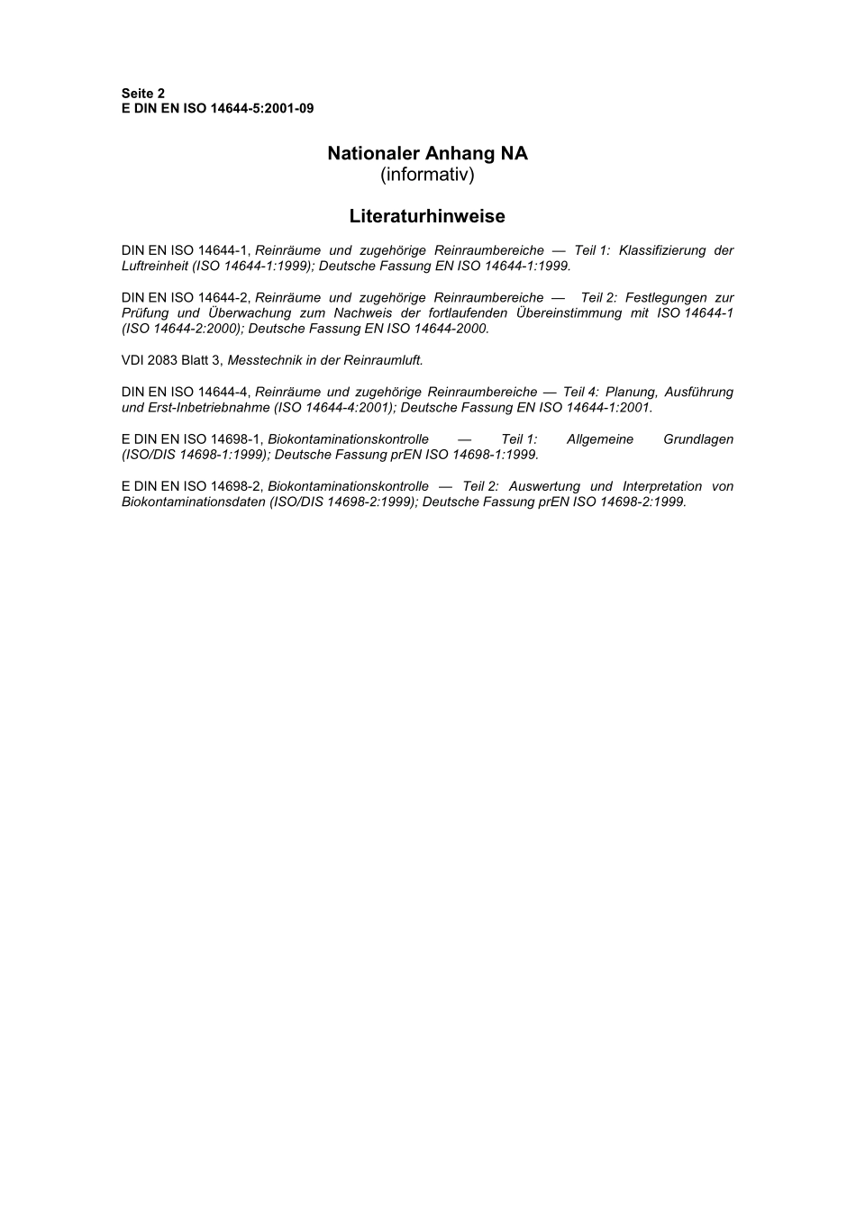 E DIN EN ISO 14644-5：2001-09（EN）.pdf_第2页