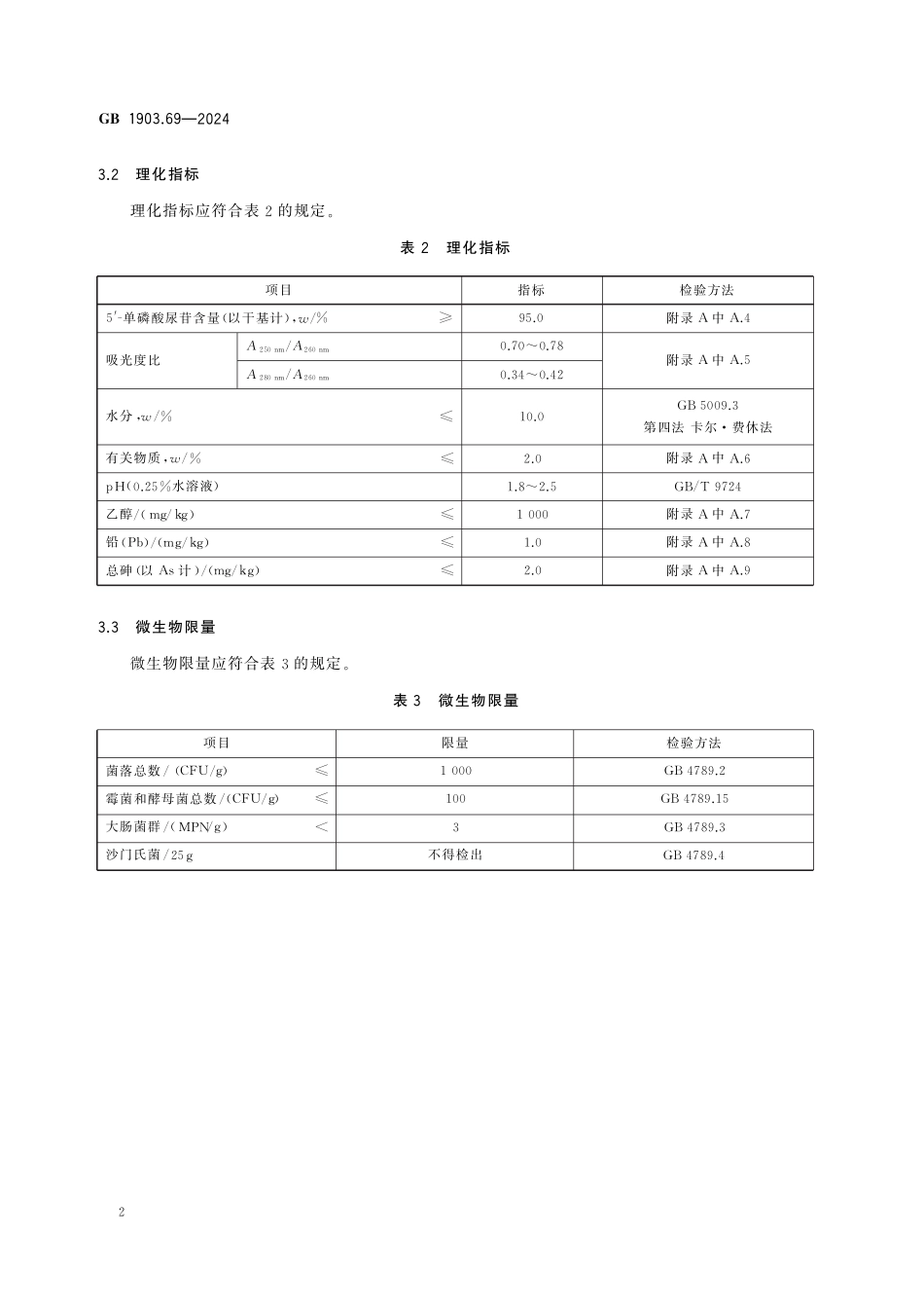 GB 1903.69-2024 食品安全国家标准 食品营养强化剂 5-单磷酸尿苷.pdf_第3页
