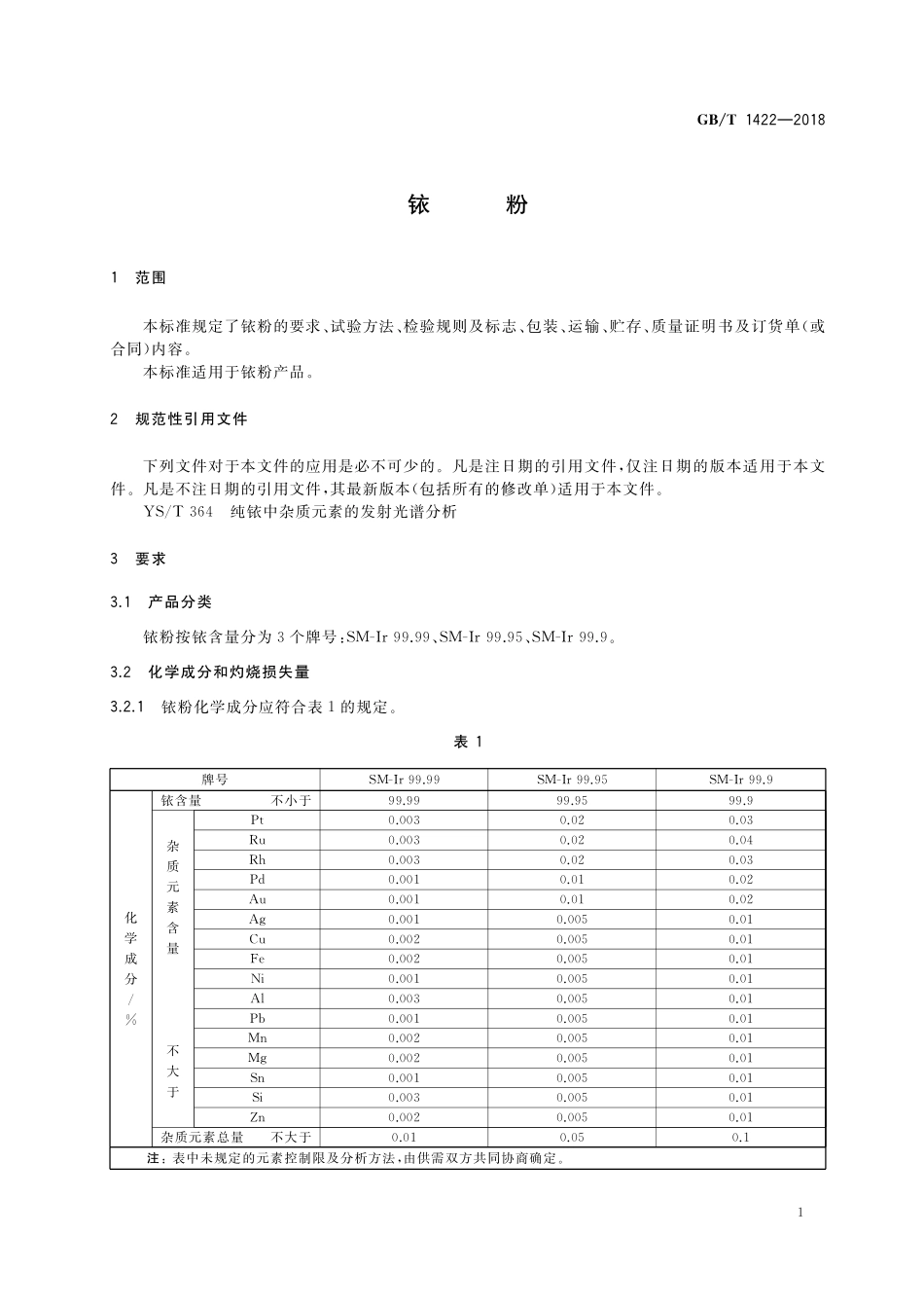 GB／T 1422-2018 铱粉.pdf_第3页