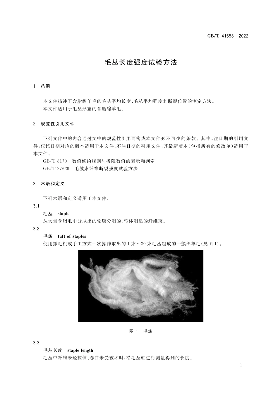 GB／T 41558-2022 毛丛长度强度试验方法.pdf_第3页