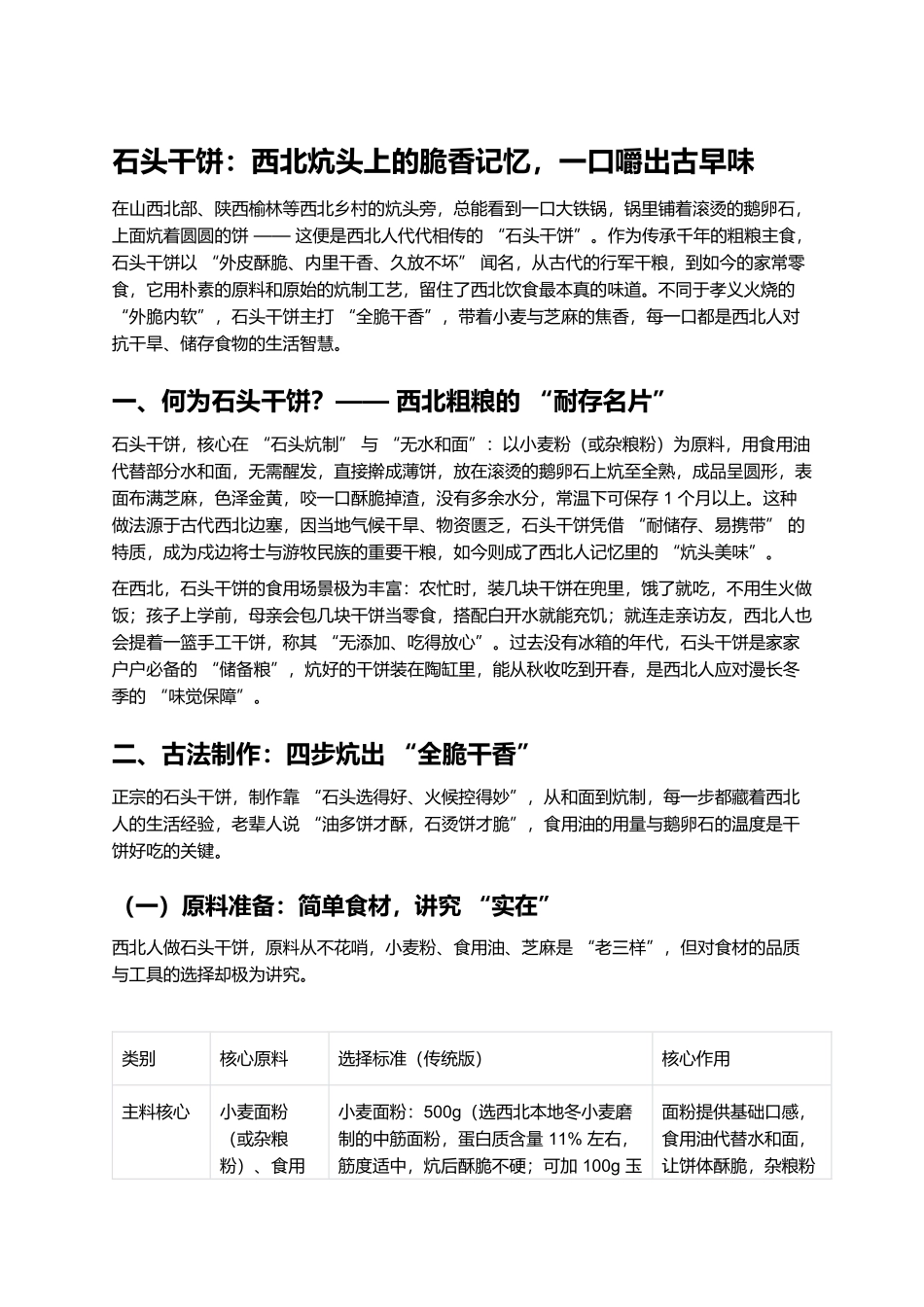 石头干饼:西北炕头上的脆香记忆,一口嚼出古早味.docx_第1页