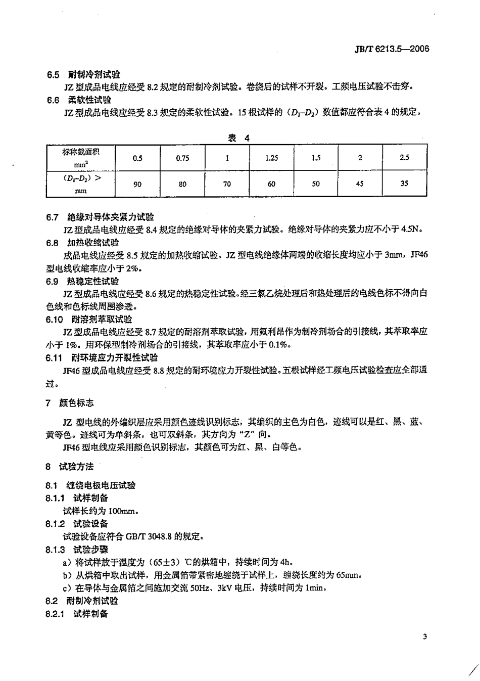 JB／T 6213.5-2006 电机绕组引接软电缆和软线 第5部分：耐氟利昂软线.pdf_第3页