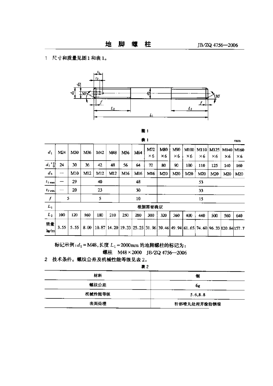JB／ZQ 4756-2006 地脚螺柱.pdf_第1页