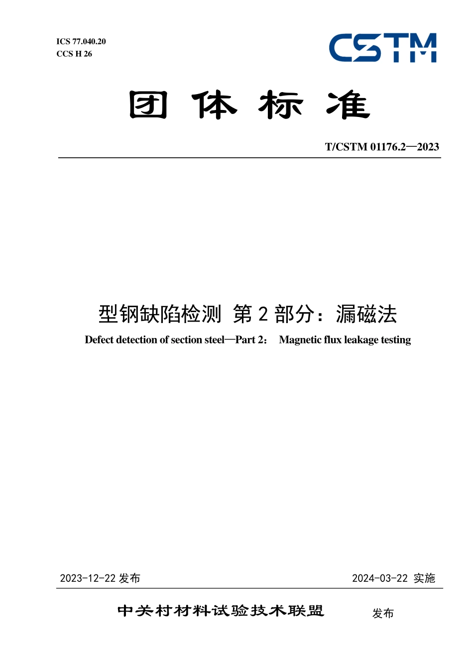 T／CSTM 01176.2-2023 型钢缺陷检测 第2部分：漏磁法.pdf_第1页