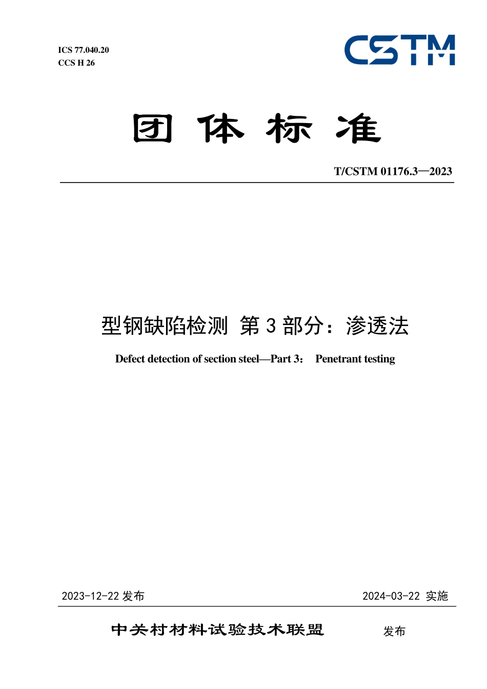 T／CSTM 01176.3-2023 型钢缺陷检测 第3部分：渗透法.pdf_第1页
