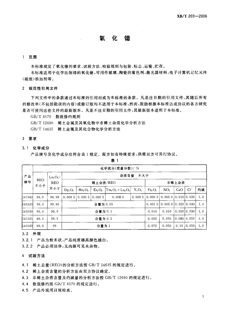 XB／T 203-2006 氧化镱.pdf_第3页