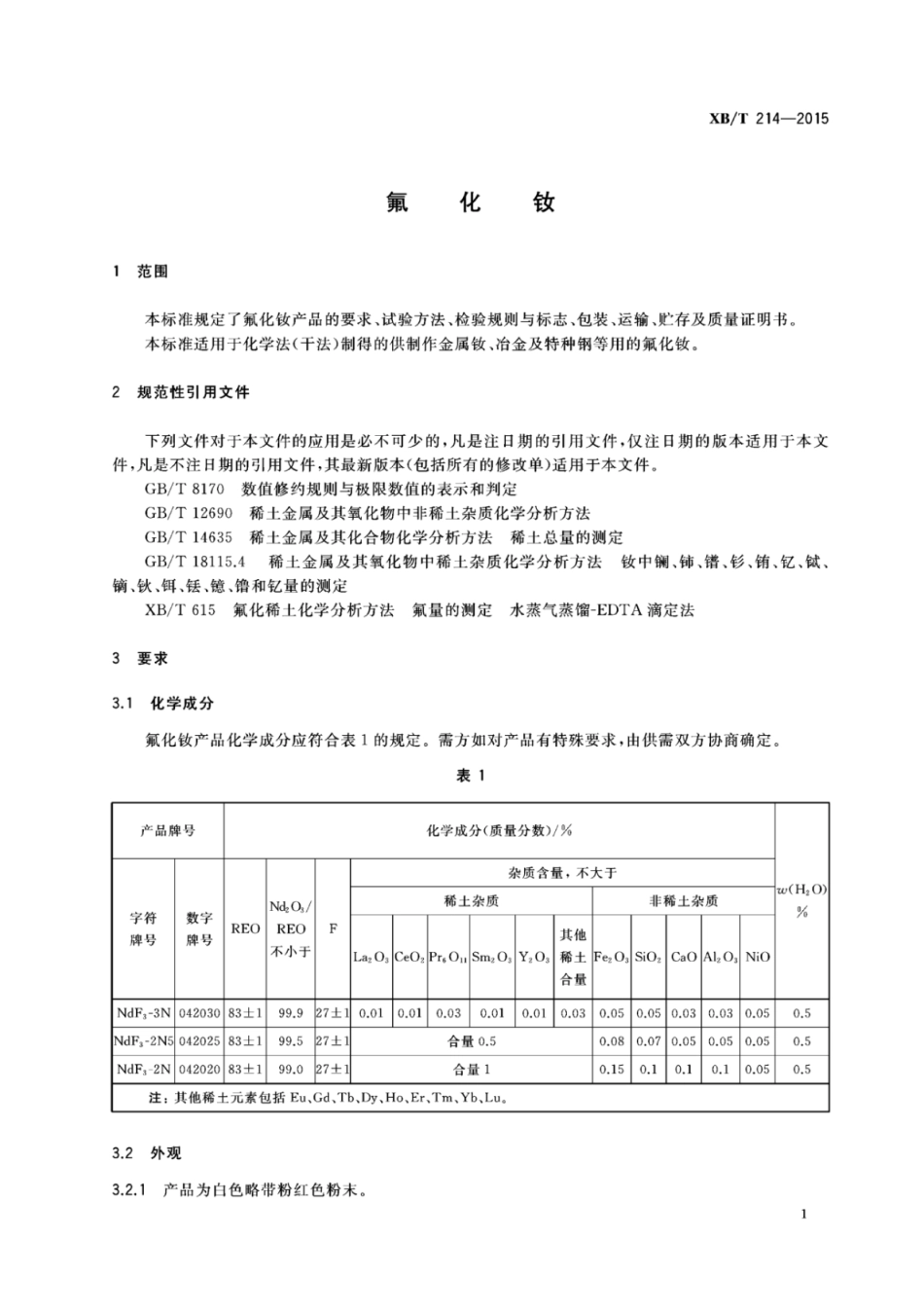 XB／T 214-2015 氟化钕.pdf_第3页
