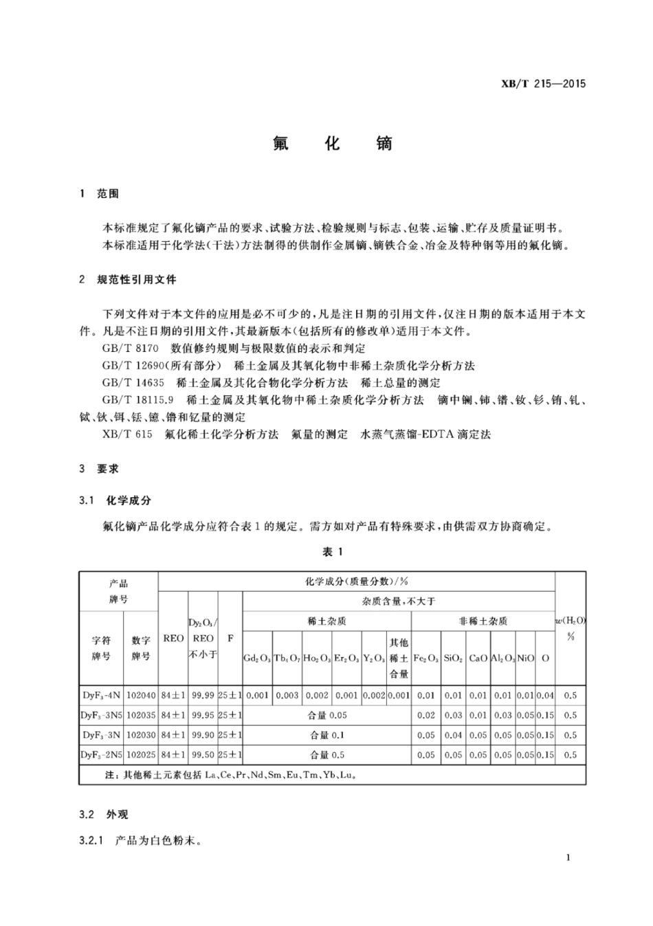 XB／T 215-2015 氟化镝.pdf_第3页